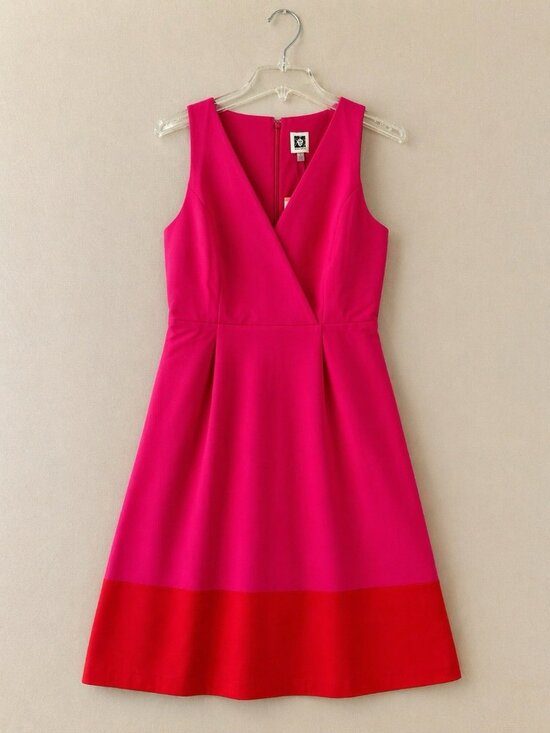 Anne Klein Dresses & Skirts - Anne Klein Dress Womens 4 Pink Fit & Flare V Neck Sleeveless Cocktail NWT